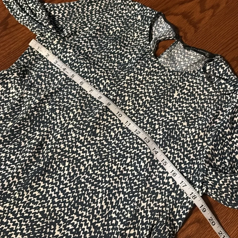 Zara women’s swing mini Long Sleeve Dress viscose mini black white geometric L - Picture 10 of 12